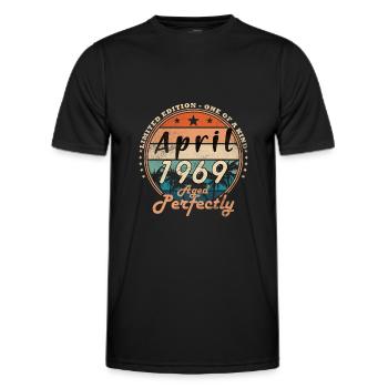 April 1969 Anniversary April 1969 April - Men's Functional T-Shirt - black - Front - AI Model Male 178 dark (178cm)