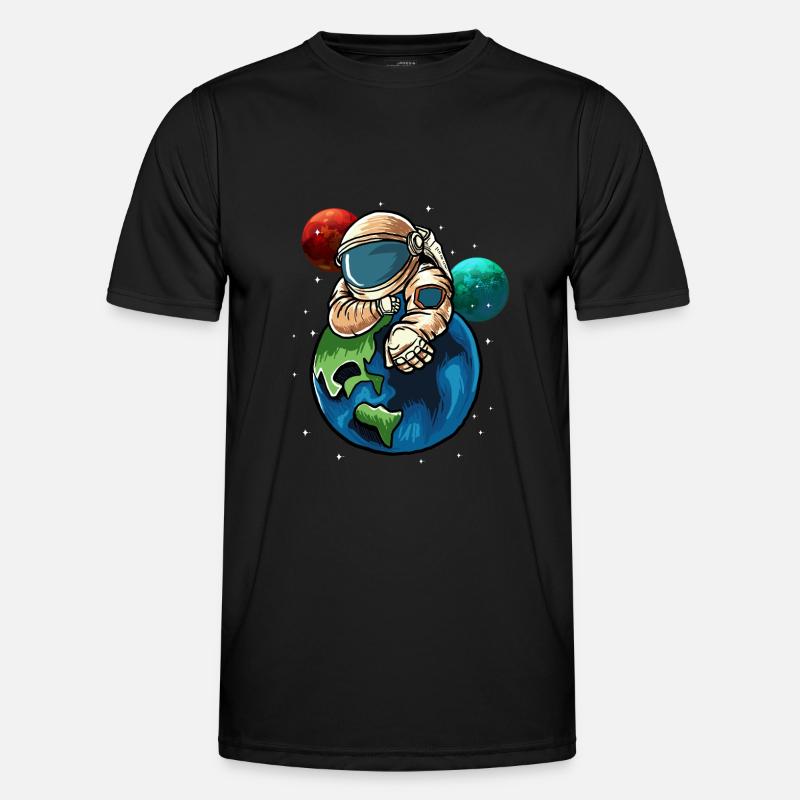Astronaut Earth Gift Idea - Men's Functional T-Shirt - black