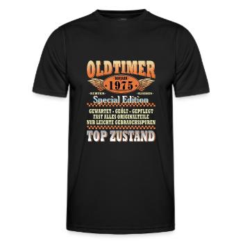 49. GEBURTSTAG OLDTIMER 1975 - Männer Funktions-T-Shirt - Schwarz - Vorne - AI Model Male 178 dark (178cm)