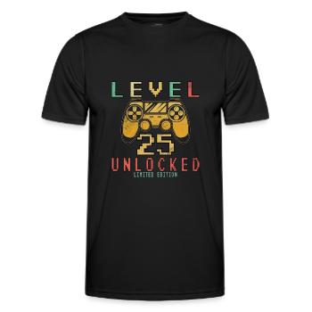 25. Geburtstag Level 25 unlocked - Männer Funktions-T-Shirt - Schwarz - Vorne - AI Model Male 178 dark (178cm)