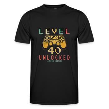 Niveau 40 débloqué - 40 ans d’anniversaire du joueur - T-shirt sport Homme - noir - Devant - AI Model Male 178 dark (178cm)