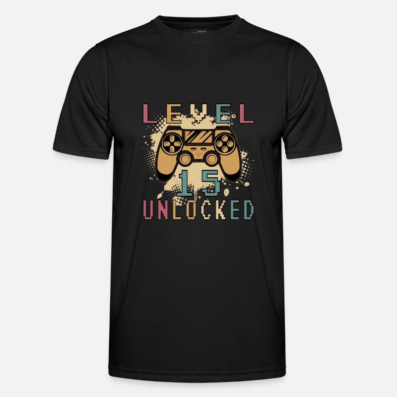 15 Geburtstag Geschenk Level 15 Unlocked Männer Funktions-T-Shirt