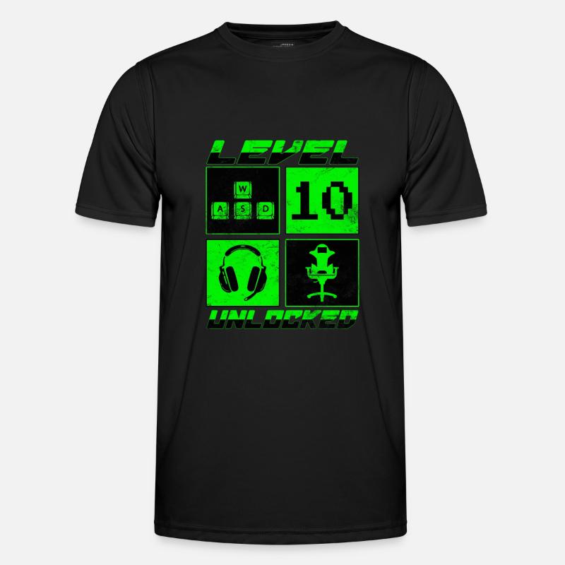 Level 10 Unlocked Zocker 10 Geburtstag Geschenk Männer Funktions-T-Shirt