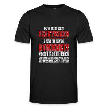 Ich bin ein Elektriker Ich kann Dummheit nicht - Männer Funktions-T-Shirt - Schwarz - Vorne - AI Model Male 178 dark (178cm)