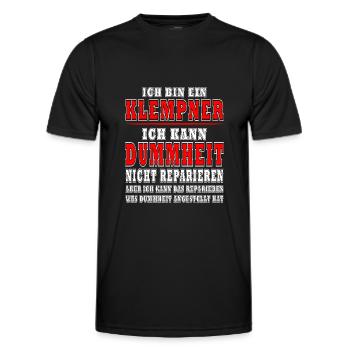 Ich bin Klempner ich kann keine Dummheiten - Männer Funktions-T-Shirt - Schwarz - Vorne - AI Model Male 178 dark (178cm)