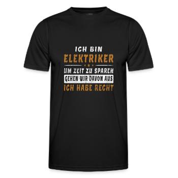 Elektriker Spruch Witzig Zeit Sparen Geschenk - Männer Funktions-T-Shirt - Schwarz - Vorne - AI Model Male 178 dark (178cm)