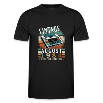 August 1984 August birthday 1984 August - Men's Functional T-Shirt - black - Front - AI Model Male 178 dark (178cm)