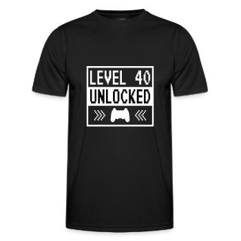 Niveau 40 débloqué - 40 ans de l’anniversaire du joueur - T-shirt sport Homme - noir - Devant - AI Model Male 178 dark (178cm)