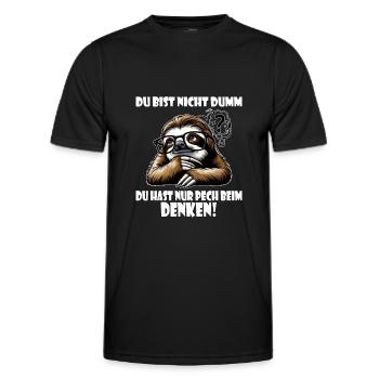 Faultier nicht dumm - Pech beim Denken - Männer Funktions-T-Shirt - Schwarz - Vorne - AI Model Male 178 dark (178cm)