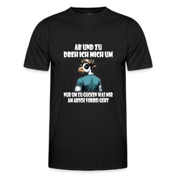 Kuh umdrehen - gucken was mir am Arsch vorbei geht - Männer Funktions-T-Shirt - Schwarz - Vorne - AI Model Male 178 dark (178cm)