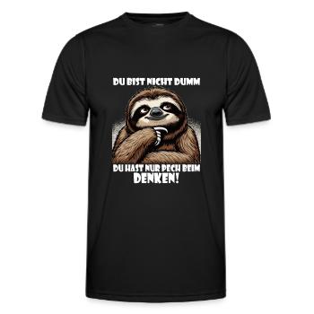 Faultier nicht dumm - Pech beim Denken - Männer Funktions-T-Shirt - Schwarz - Vorne - AI Model Male 178 dark (178cm)