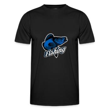 Pêche au sandre - T-shirt sport Homme - noir - Devant - AI Model Male 178 dark (178cm)