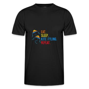 Hang Gliding Kite Flying Stunt Kite - Men's Functional T-Shirt - black - Front - AI Model Male 178 dark (178cm)