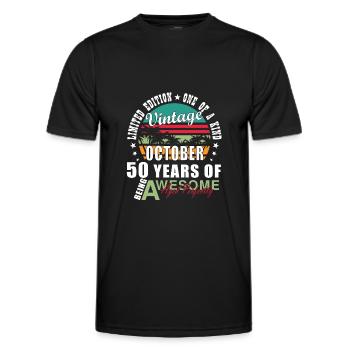 50. Geburtstag 50 Jahre Oktober 1974 - Männer Funktions-T-Shirt - Schwarz - Vorne - AI Model Male 178 dark (178cm)