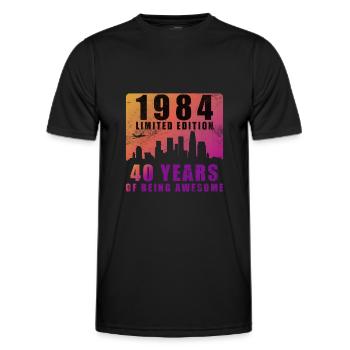 1984, year 1984, 40 years - Men's Functional T-Shirt - black - Front - AI Model Male 178 dark (178cm)