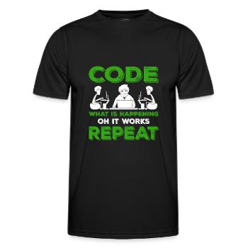 Programmierer IT Programmieren Geschenk Routine - Männer Funktions-T-Shirt - Schwarz - Vorne - AI Model Male 178 dark (178cm)