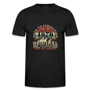 Made in 1979 Aged in perfection - Männer Funktions-T-Shirt - Schwarz - Vorne - AI Model Male 178 dark (178cm)
