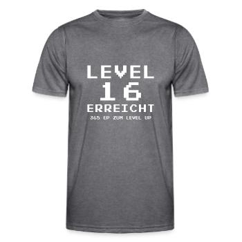 Level 16 erreicht 16. Geburtstag Gamer Gaming - Männer Funktions-T-Shirt - dunkle Melange  - Vorne - AI Model Male 178 dark (178cm)