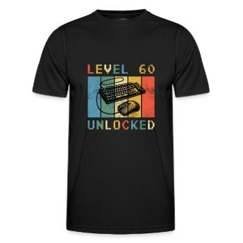 Level 60 Unlocked 60 Geburtstag Geschenk - Männer Funktions-T-Shirt - Schwarz - Vorne - AI Model Male 178 dark (178cm)