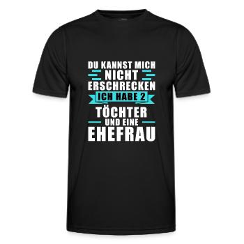 Papa 2 Töchter Papa von 2 Töchtern Geschenk - Männer Funktions-T-Shirt - Schwarz - Vorne - AI Model Male 178 dark (178cm)