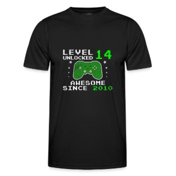 14e anniversaire Niveau 14 Joueur débloqué - T-shirt sport Homme - noir - Devant - AI Model Male 178 dark (178cm)