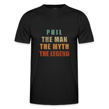 Phil Name Spruch Geschenk. Der Mann. Der Mythos. - Männer Funktions-T-Shirt - Schwarz - Vorne - AI Model Male 178 dark (178cm)