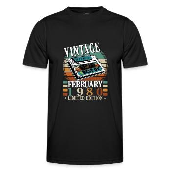 Février 1980 Jubilé Février 1980 Février - T-shirt sport Homme - noir - Devant - AI Model Male 178 dark (178cm)