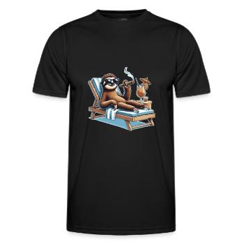 Entspanntes Faultier mit Sonnenbrille - Männer Funktions-T-Shirt - Schwarz - Vorne - AI Model Male 178 dark (178cm)