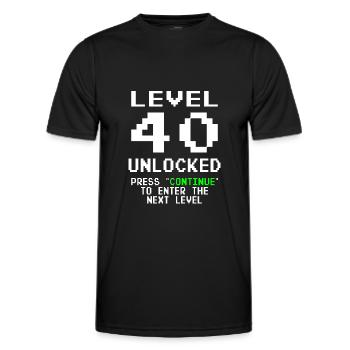 Niveau 40 débloqué - 40 ans Anniversaire du joueur - T-shirt sport Homme - noir - Devant - AI Model Male 178 dark (178cm)