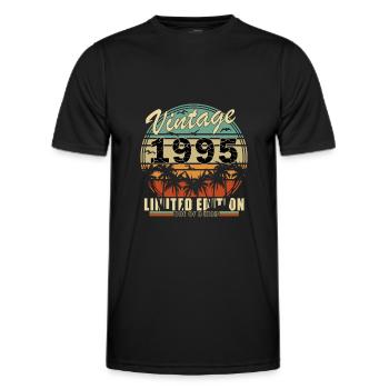 1995 Birthday 1995 Born 1995 Anniversary - Men's Functional T-Shirt - black - Front - AI Model Male 178 dark (178cm)