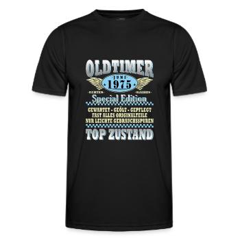 50. Geburtstag Oldtimer Juni Jahrgang 1975 - Männer Funktions-T-Shirt - Schwarz - Vorne - AI Model Male 178 dark (178cm)