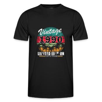 1990 - Baujahr 1990 - Jahrgang 1990 - Männer Funktions-T-Shirt - Schwarz - Vorne - AI Model Male 178 dark (178cm)