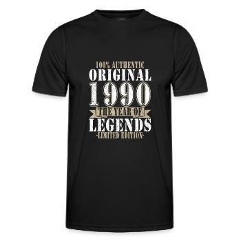 1990 - Jahrgang 1990 - Männer Funktions-T-Shirt - Schwarz - Vorne - AI Model Male 178 dark (178cm)