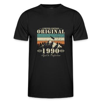 Jahrgang 1990 - Männer Funktions-T-Shirt - Schwarz - Vorne - AI Model Male 178 dark (178cm)