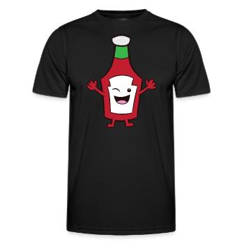 Ketchup - cheerful, winking ketchup bottle - Men's Functional T-Shirt - black - Front - AI Model Male 178 dark (178cm)
