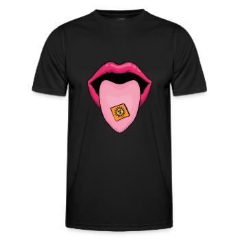 Mouth of Wisdom - LSD California Orange Sunshine - Men's Functional T-Shirt - black - Front - AI Model Male 178 dark (178cm)