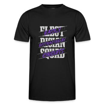 Abgelenkt durch Schaltkreise Ironische - Männer Funktions-T-Shirt - Schwarz - Vorne - AI Model Male 178 dark (178cm)