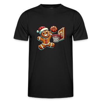 Dunking Gingerbread Man Basketball - Men's Functional T-Shirt - black - Front - AI Model Male 178 dark (178cm)