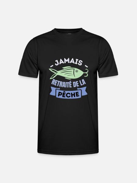 jamais retraité de la pêche - T-shirt sport Homme - noir