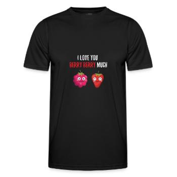 Fruits Berry Shirt I Love You Berry Berry Much - Men's Functional T-Shirt - black - Front - AI Model Male 178 dark (178cm)