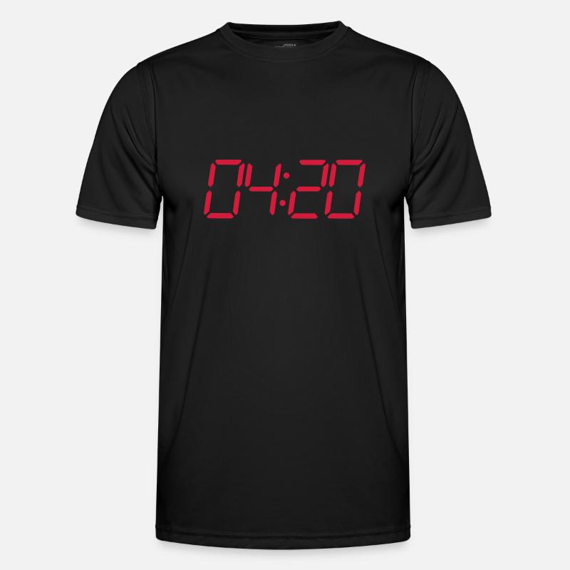 4:20 Uhr Sieben Segment Digitaluhr Männer Funktions-T-Shirt