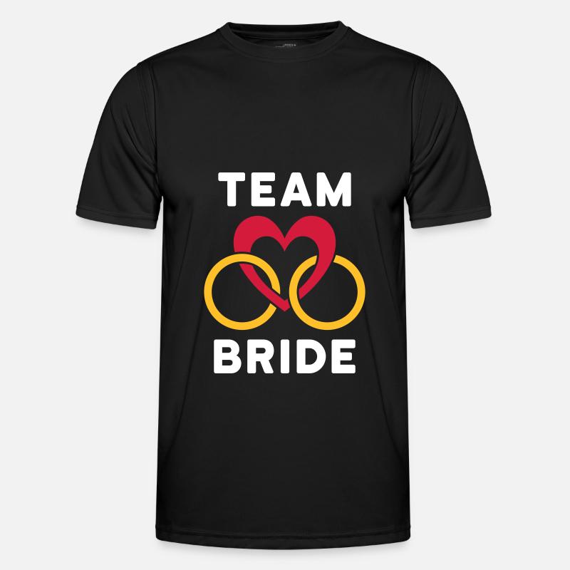 Team bride (Herz, zwei Ringe) - Männer Funktions-T-Shirt - Schwarz