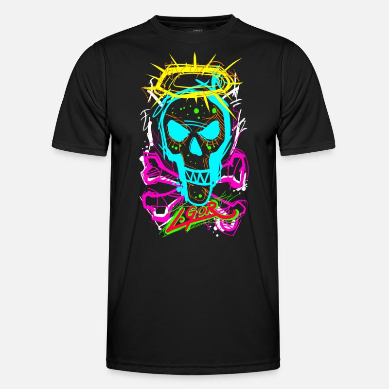 L.Gor Totenkopf Knochen Männer Funktions-T-Shirt