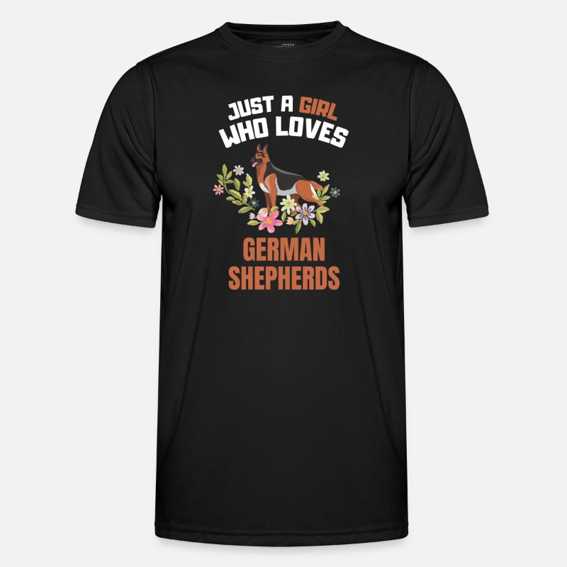 Blumen Hunde Deutscher Schäferhund Mädchen - Männer Funktions-T-Shirt - Schwarz
