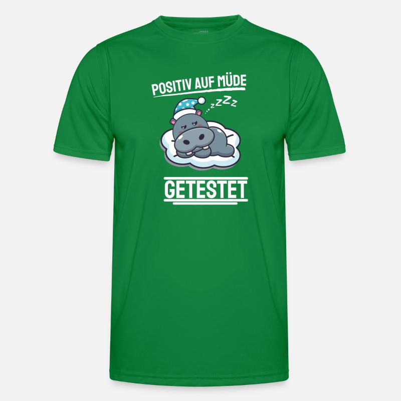 Lustiges Langschläfer Hippo Geschenk Nilpferd Männer Funktions-T-Shirt
