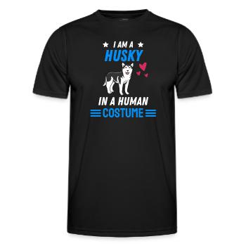 Husky Costume Party Dogs Gift Funny Husky - Men's Functional T-Shirt - black - Front - AI Model Male 178 dark (178cm)