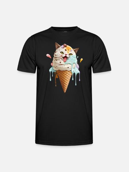 Crème glacée chat - T-shirt sport Homme - noir