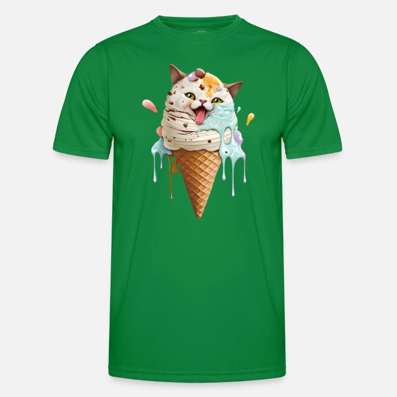 Eiscreme Katze Männer Funktions-T-Shirt