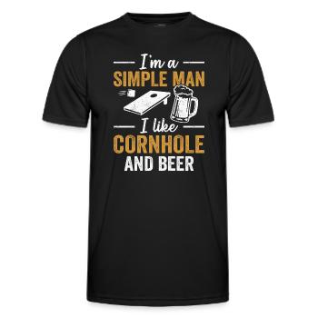 Einfacher Mann Cornhole und Bier - Männer Funktions-T-Shirt - Schwarz - Vorne - AI Model Male 178 dark (178cm)
