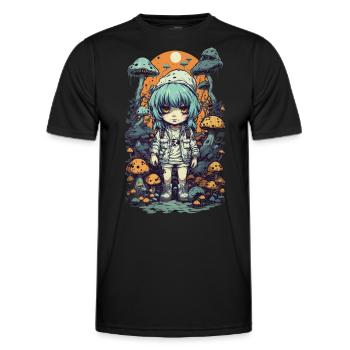 Anime Gothic Mushrooms Nature Magic Design - Men's Functional T-Shirt - black - Front - AI Model Male 178 dark (178cm)